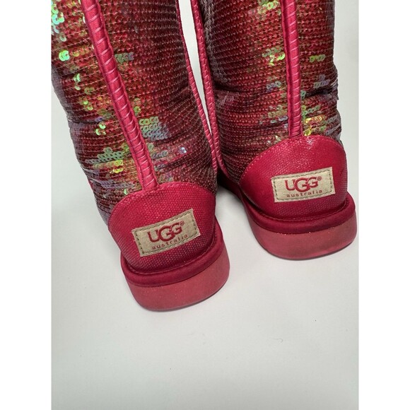 Ugg Classic Short Sparkles Roseclay Pink Sequined Shearling Women's Boots 8 - Picture 5 of 15